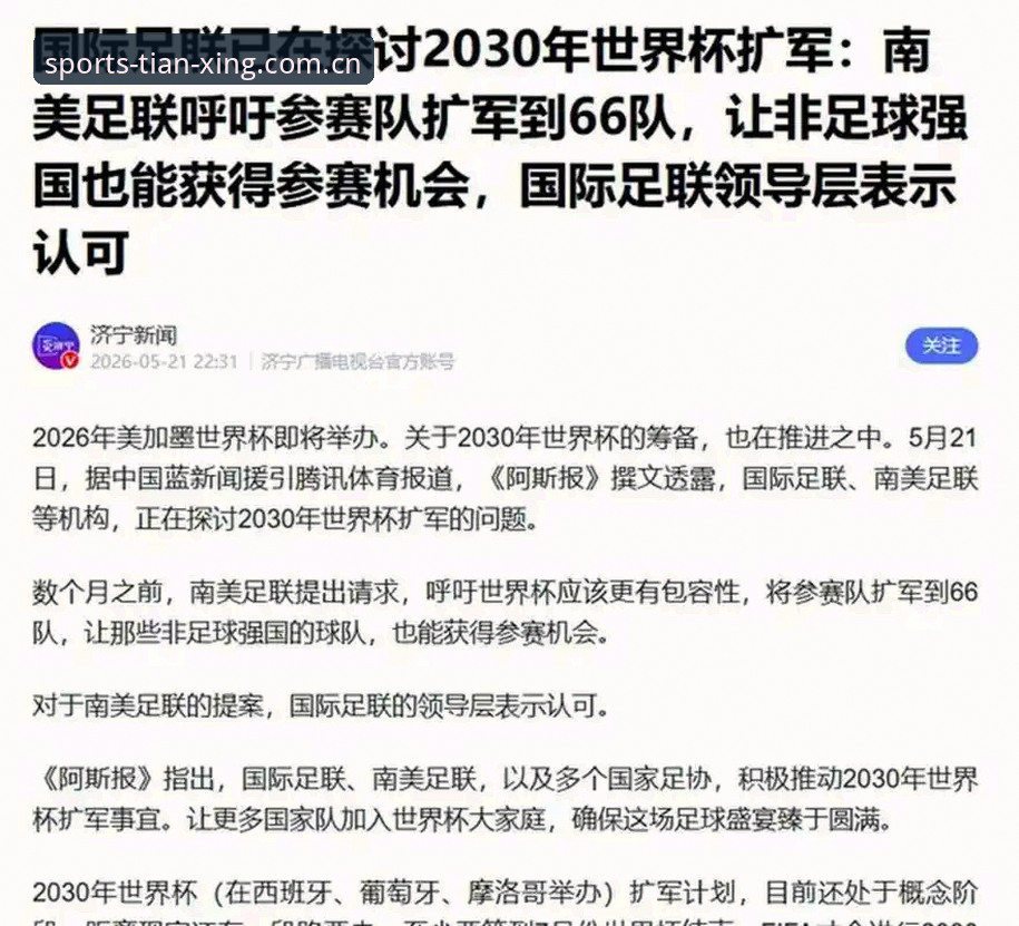 世界杯扩军66队全面评测：中国男足能否搭上2030年“快车”？